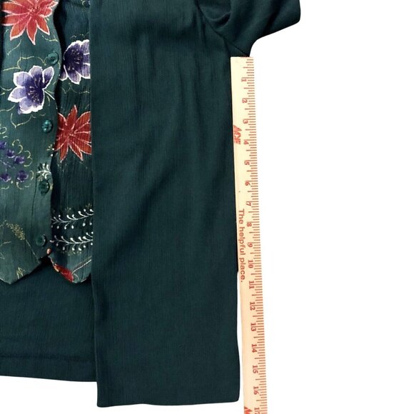 Vintage Alfred Dunner Petite Blouse Womens 8 Used Green Floral - Picture 8 of 11